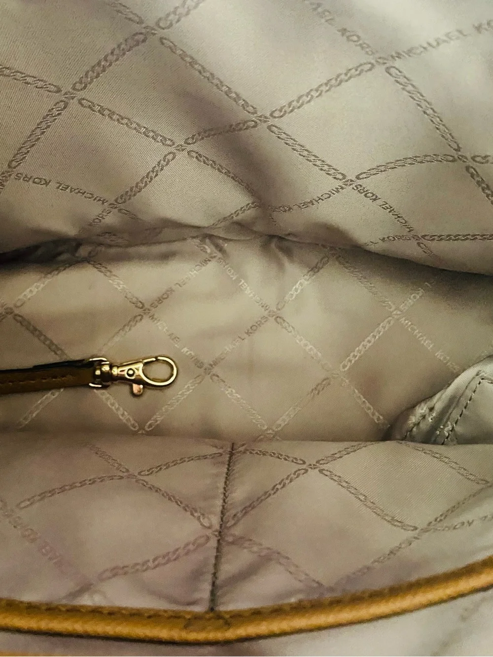 Michael Kors Caramel Leather Tote with MK Charm - Picture 6 of 10